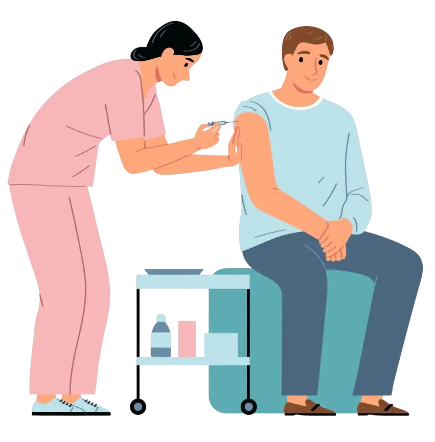 Illustration Pflegerin verabreicht eine Spritze