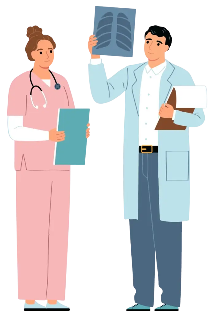 Illustration Pflegerin mit Akte in der Hand