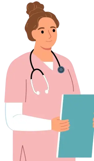 Illustration Pflegerin mit Akte in der Hand